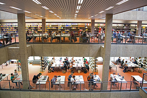 View of the reading rooms at the university library