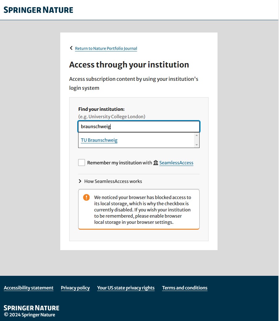 Springer Nature Access via Shibboleth