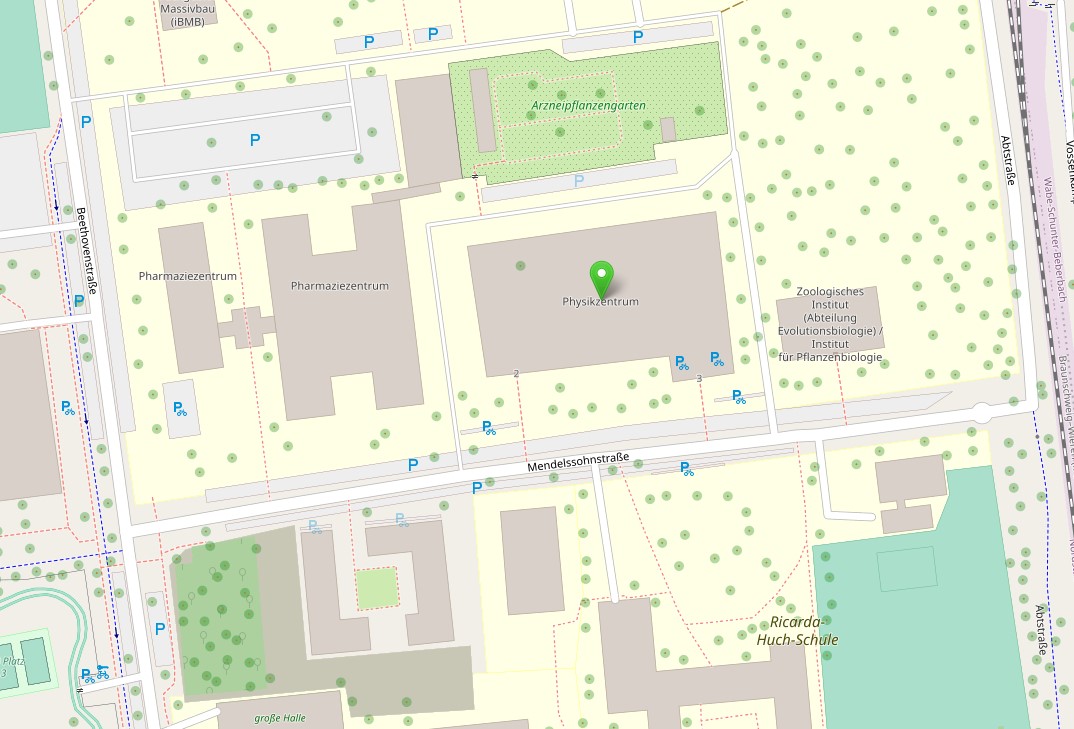 OpenStreetMap Karte mit Lage des Physikzentrums