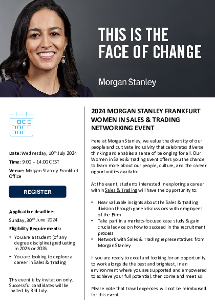 MORGAN STANLEY | WOMEN IN SALES & TRADING NETWORKING EVENT | FRANKFURT ...