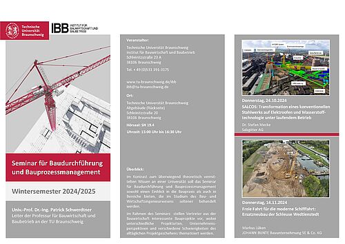 Seminar für Baudurchführung und Bauprozessmanagement