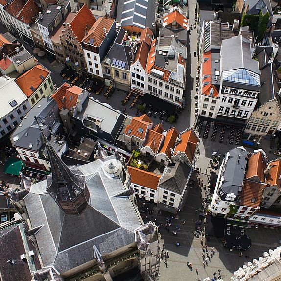 The city of Antwerp photographed from above