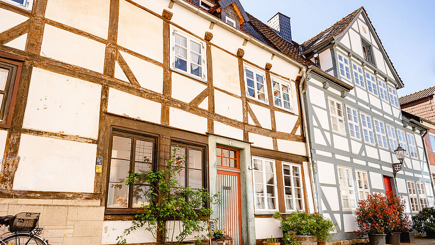 Ein Fachwerkgebäude im Magniviertel in Braunschweig.