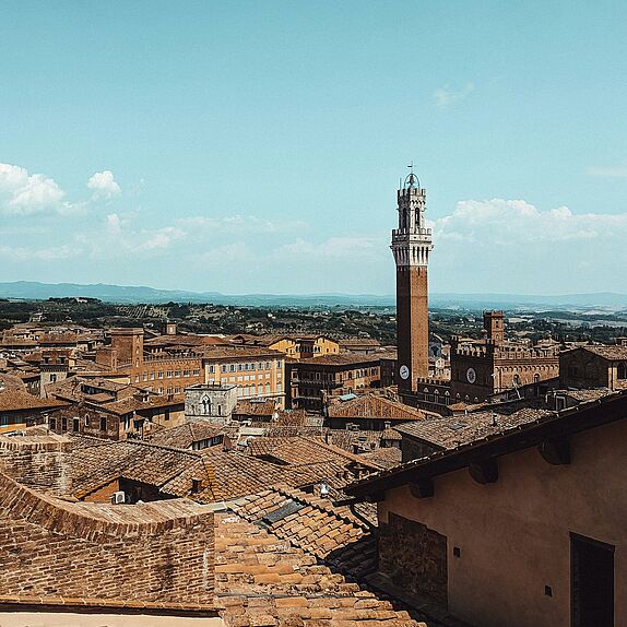 Blick auf die Dächer von Siena. 