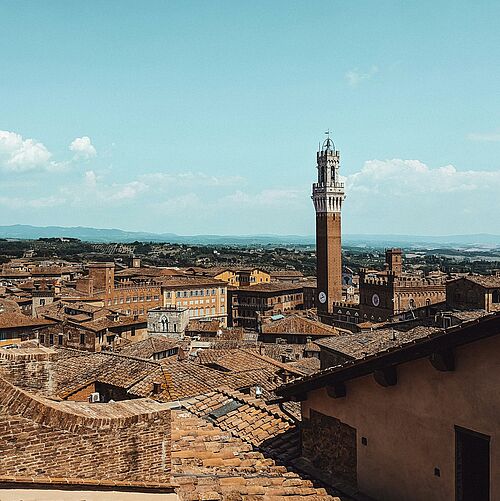 Blick auf die Dächer von Siena. 