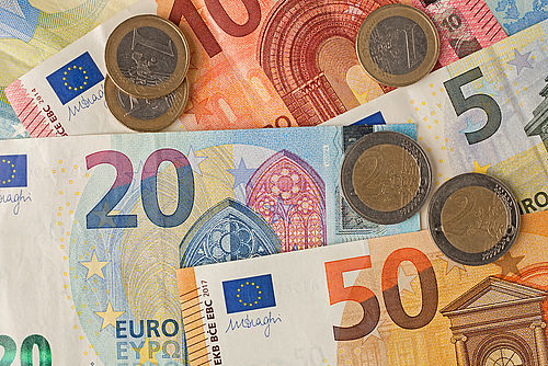 EURO banknotes and coins