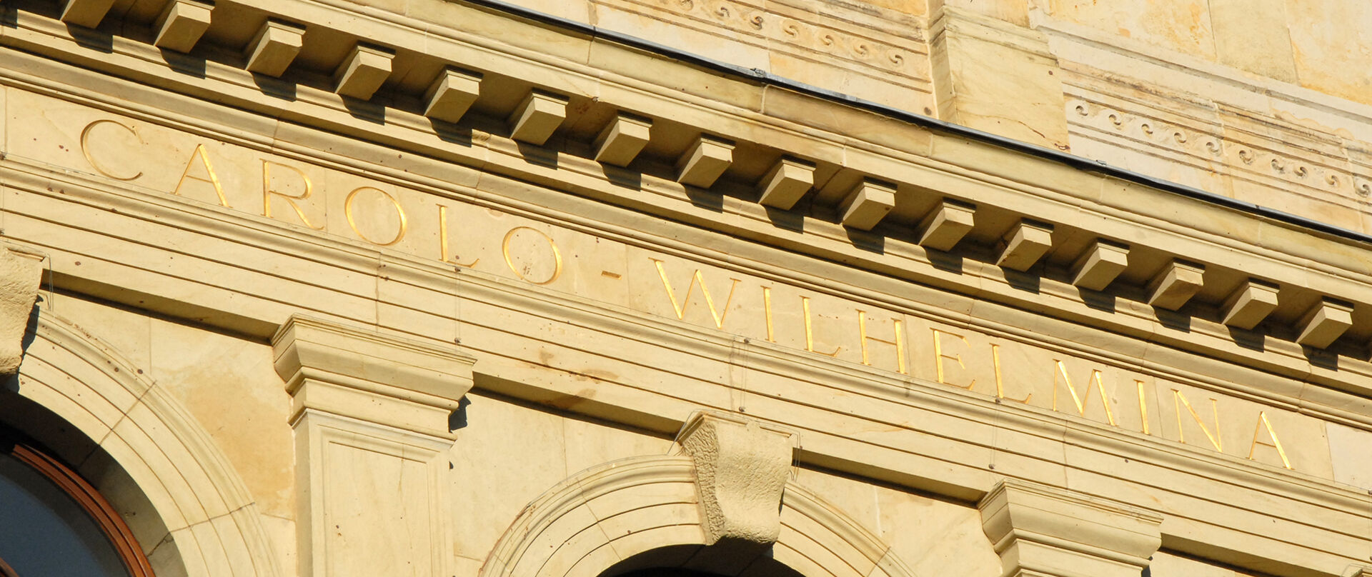 Carolo-Wilhelmina writing on the Old Main Building