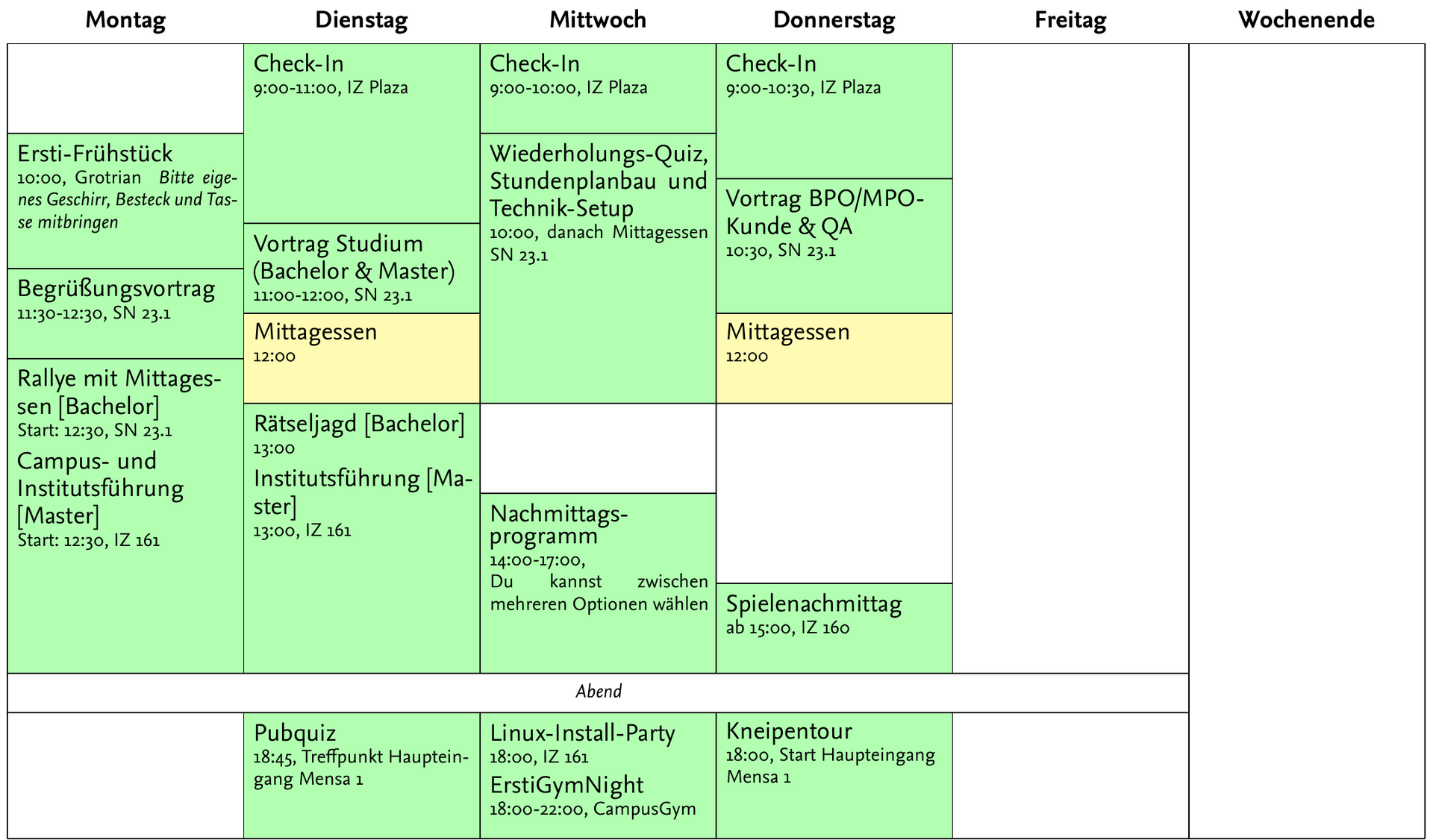 Stundenplan Woche 1