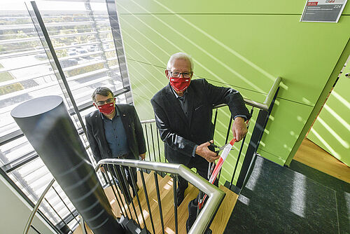 Eröffnung der neuen Treppe im NFF mit Dr. Udo-Willi Kögler und NFF-Vorstandssprecher Prof. Thomas Vietor