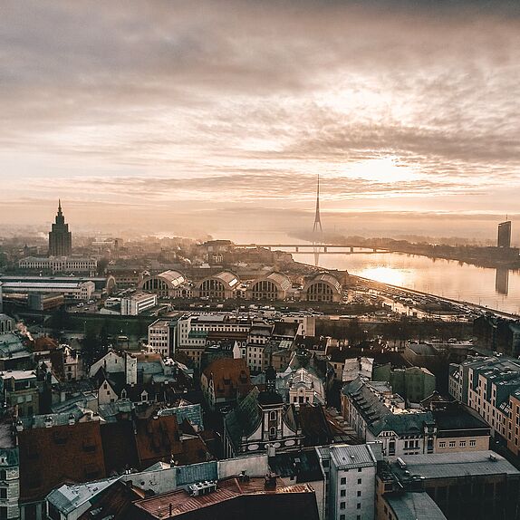 Die Stadt Riga aus der Vogelperspektive