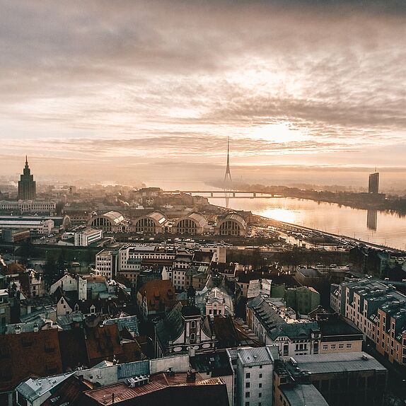 Die Stadt Riga aus der Vogelperspektive