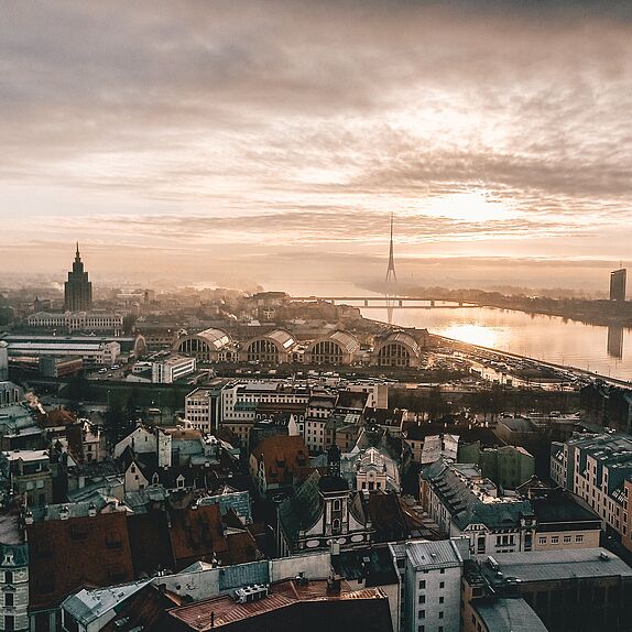 Die Stadt Riga aus der Vogelperspektive