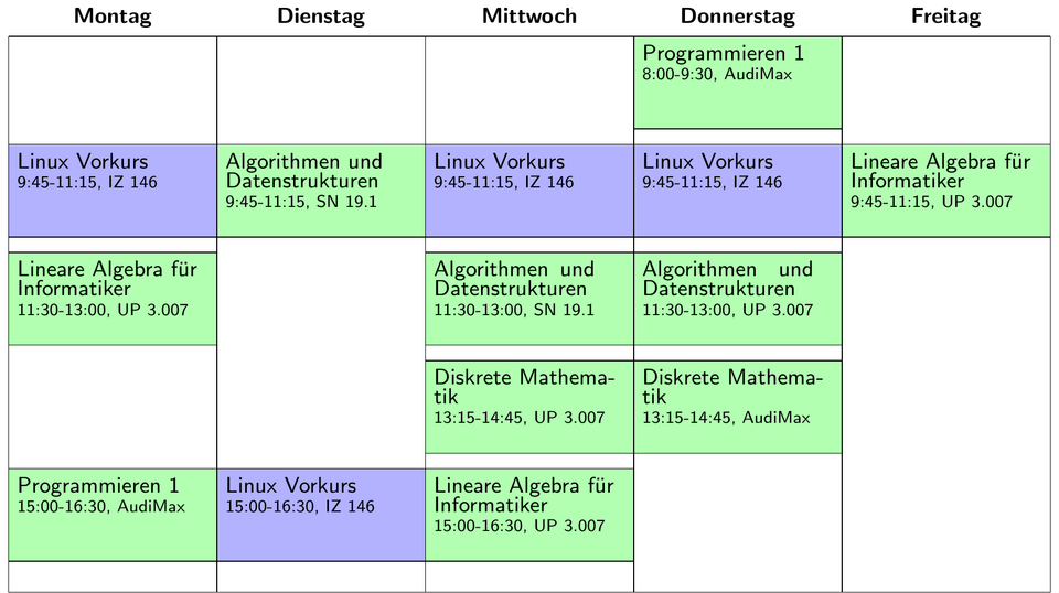 Linux-Vorkurs Stundenplan Woche 2