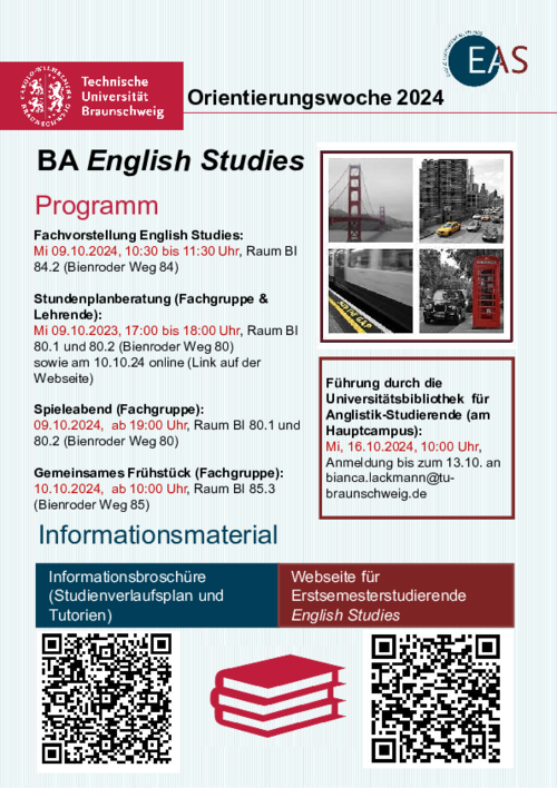 Programm der Orientierungswoche English Studies