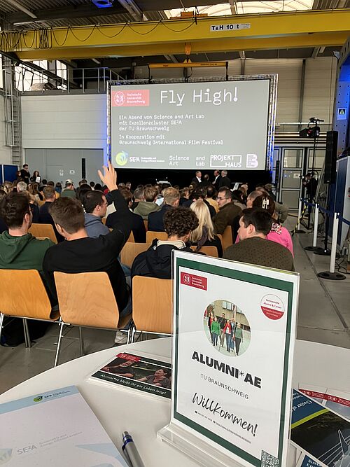 Begrüßungschild für Alumni beim Event Fly High