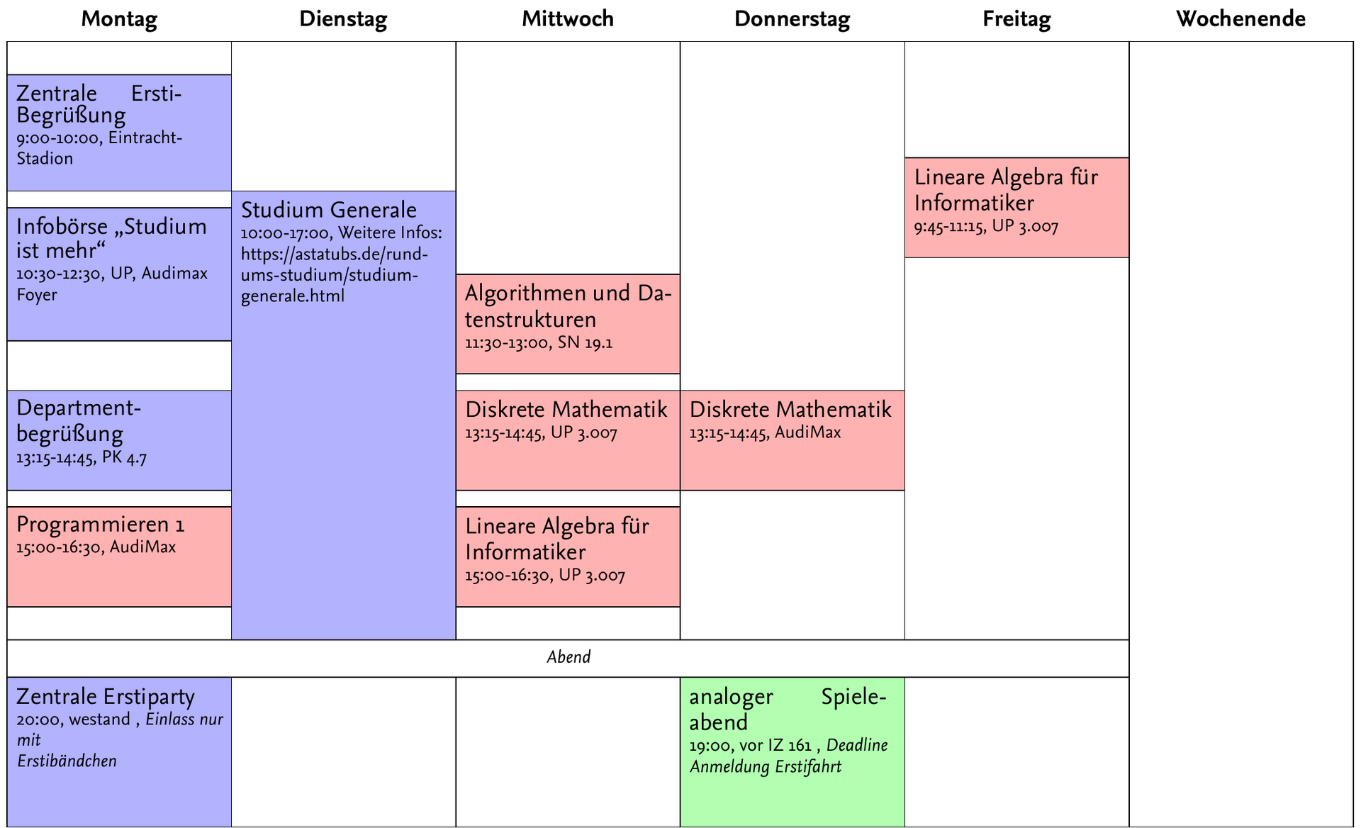 Stundenplan Woche 1